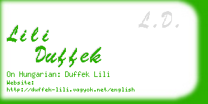lili duffek business card